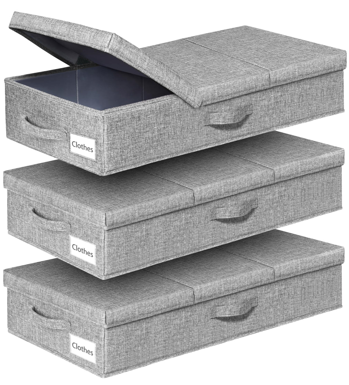punemi 3 inch High Soft Low Profile Under Bed Storage Bins, 2 Pack, Grey